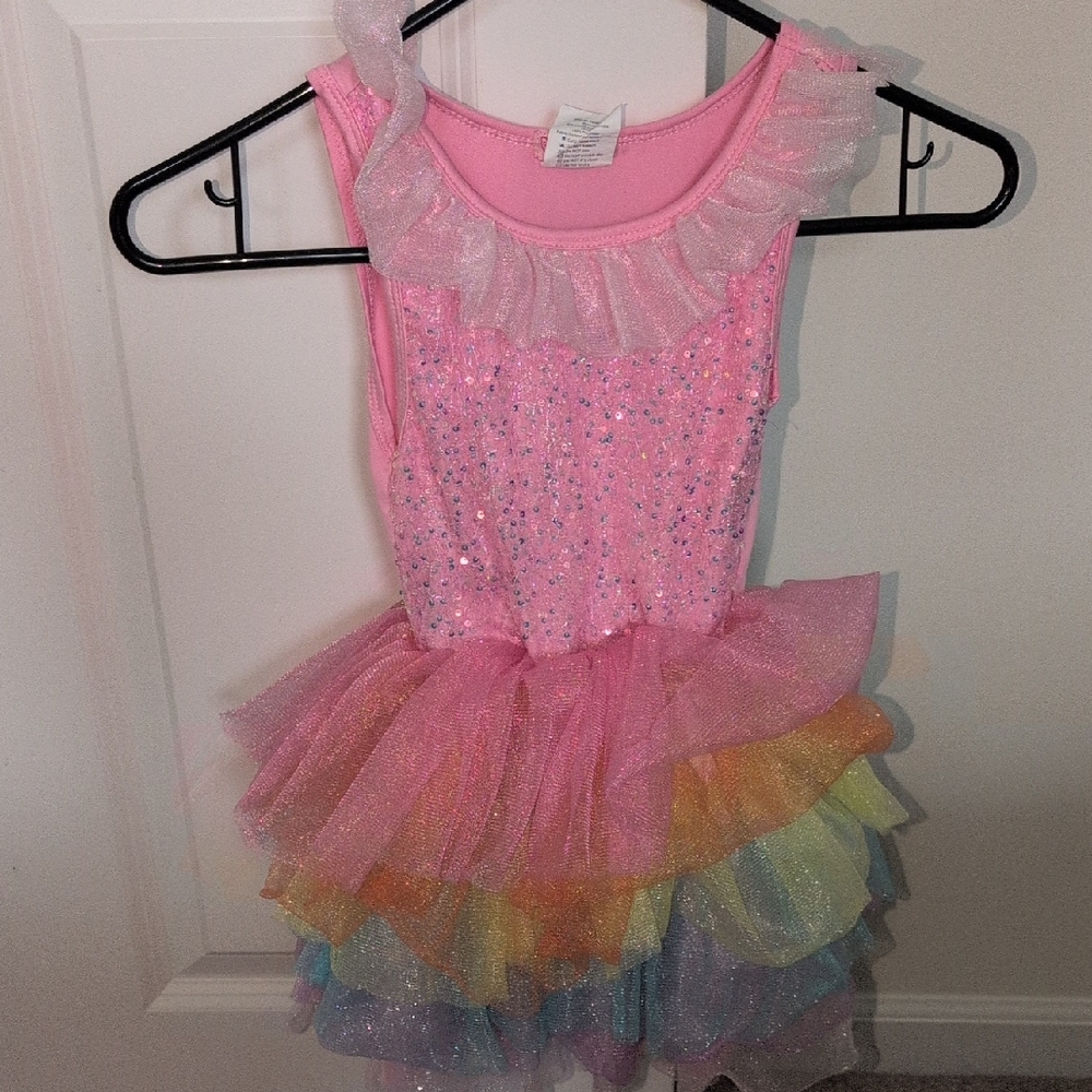 Sparkling Pink Rainbow Tutu Dress for Kids